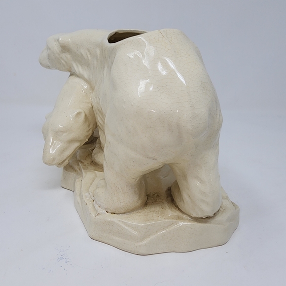 Vintage Made in Japan Polar Bear Double Planter Ceramic Figural Vase - Picture 10 of 16